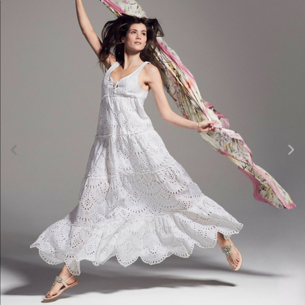 Calypso St. Barth Nelcira White Eyelet Maxi Dress Size Medium NWOT